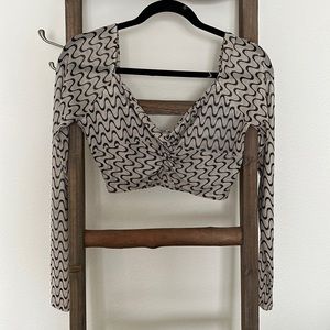Long Sleeve Mesh Crop Top